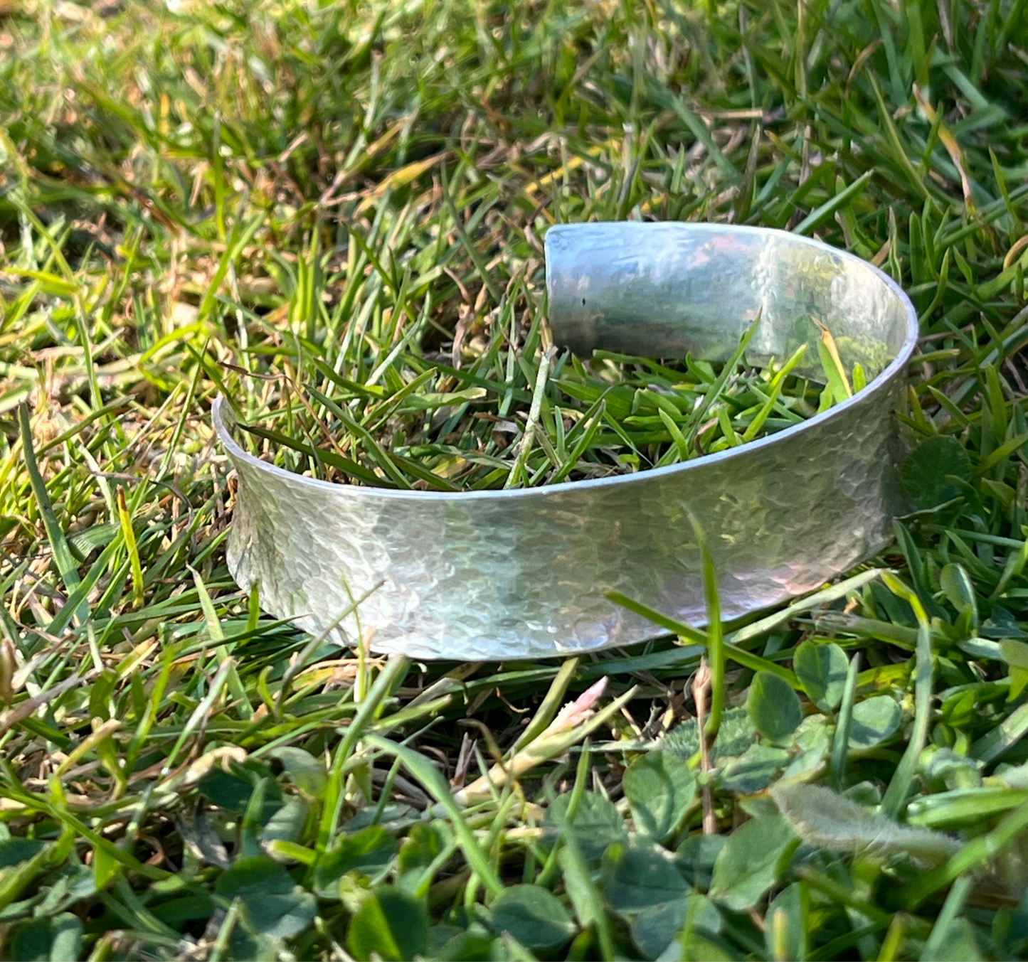 Heavy hammered silver cuff