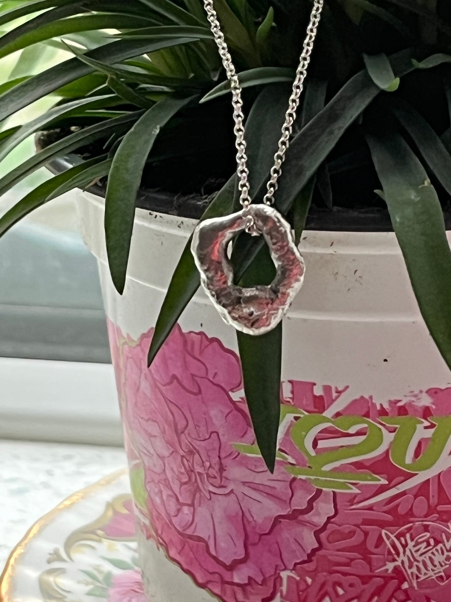 Charcoal cast silver pendant necklace