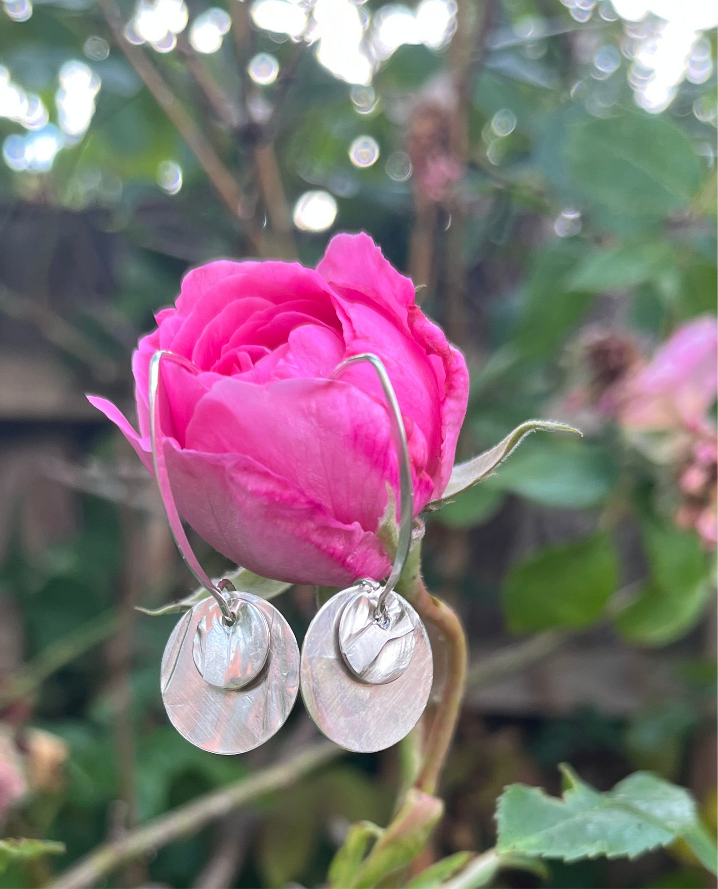 Fold formed silver earrings