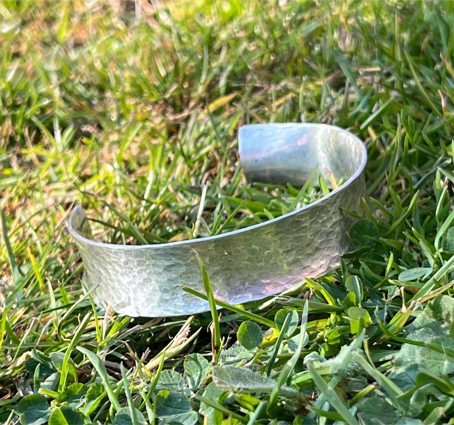 Heavy hammered silver cuff
