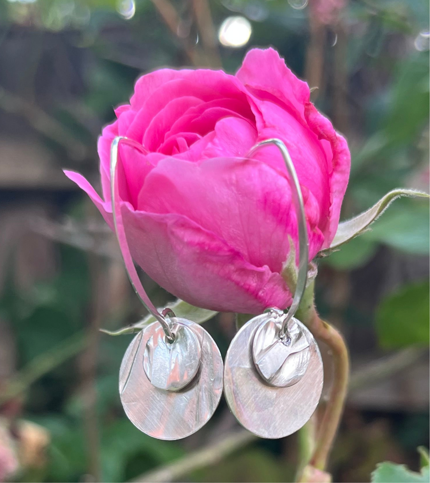 Fold formed silver earrings