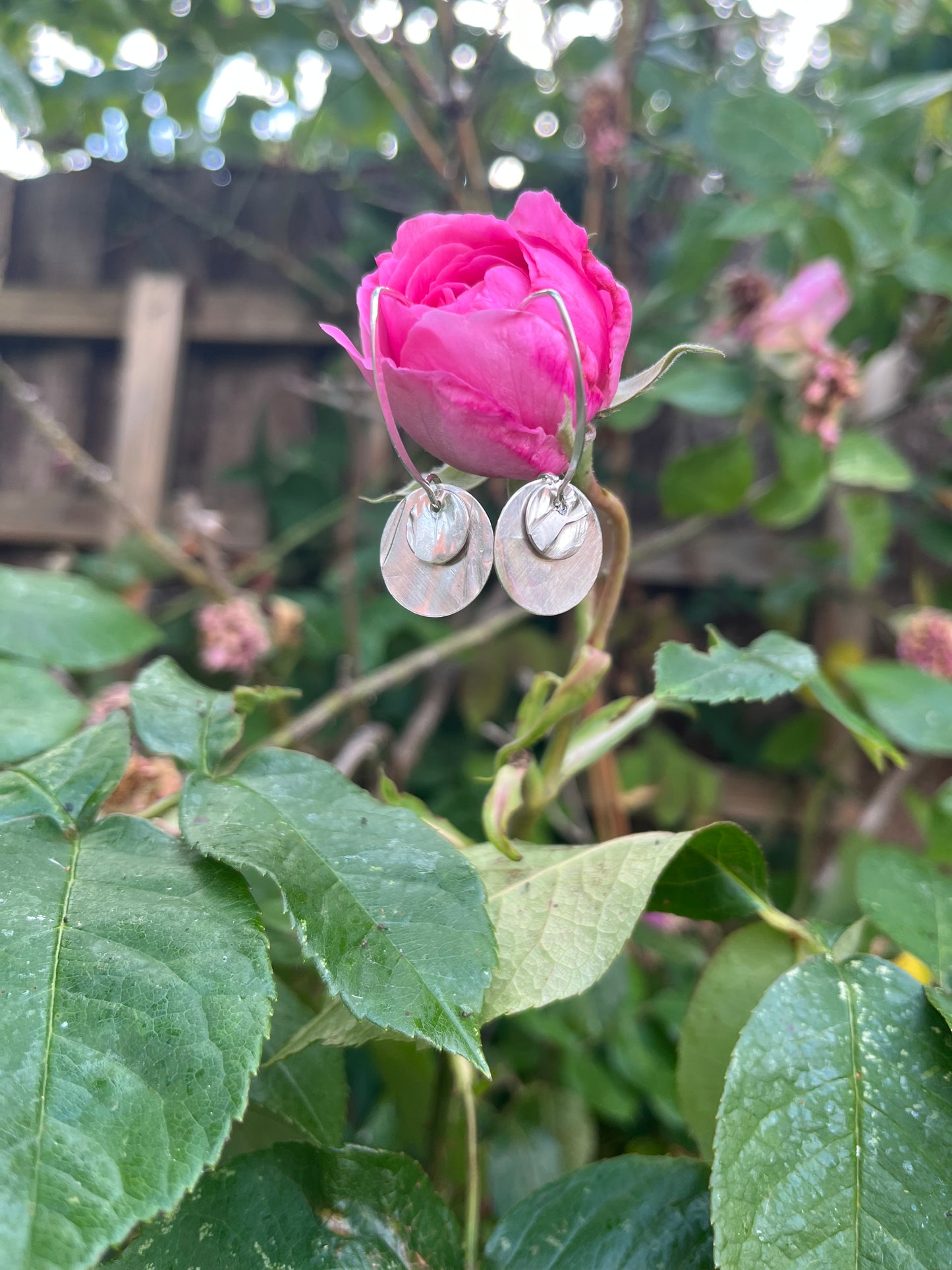 Fold formed silver earrings