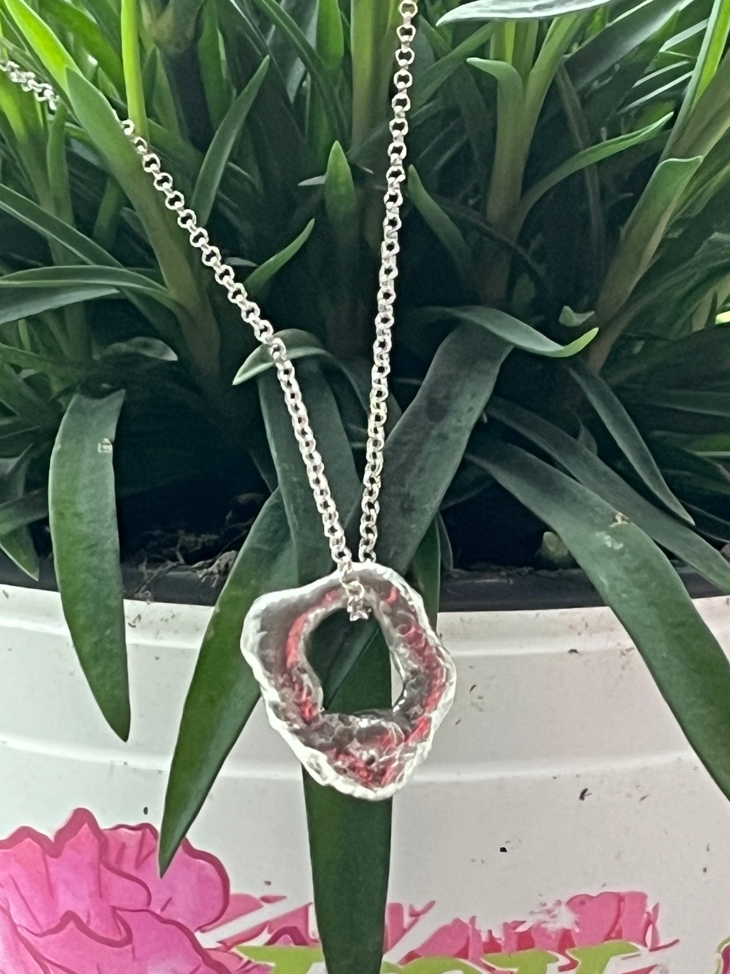 Charcoal cast silver pendant necklace