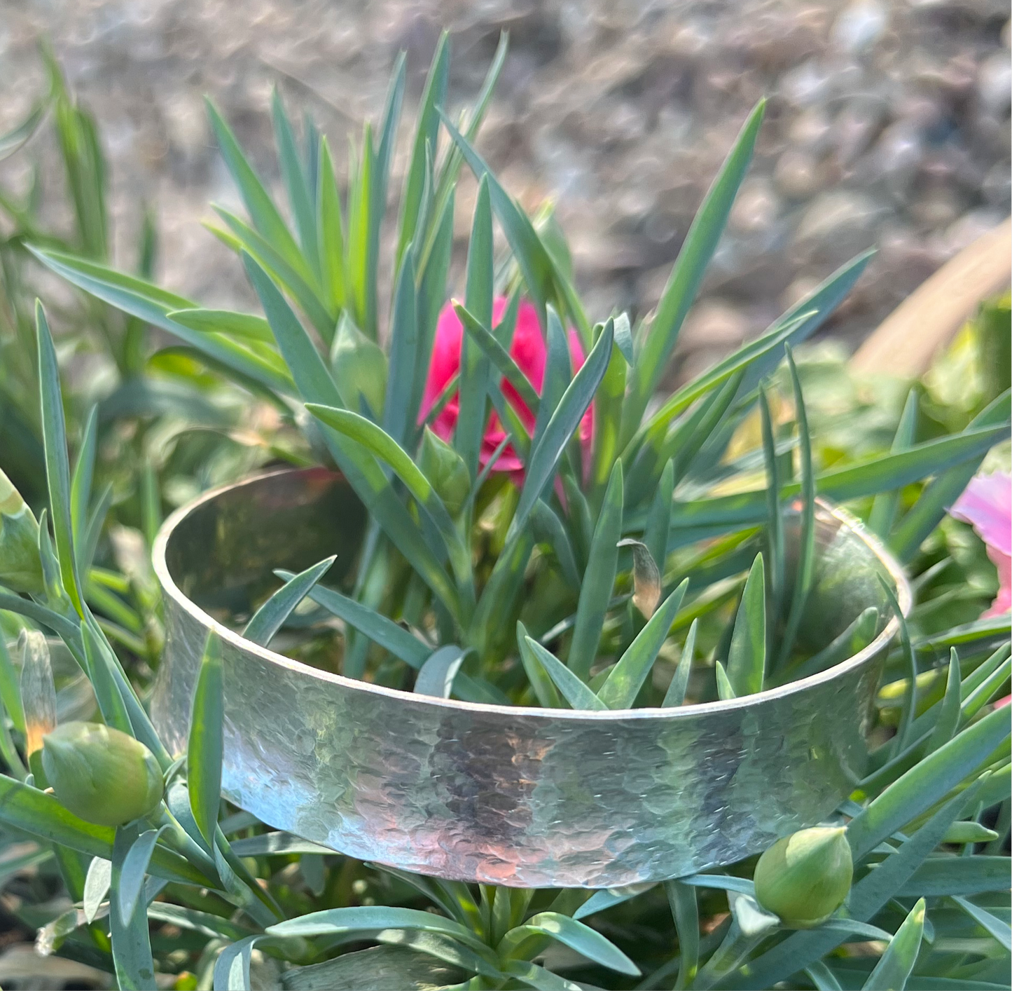 Heavy hammered silver cuff