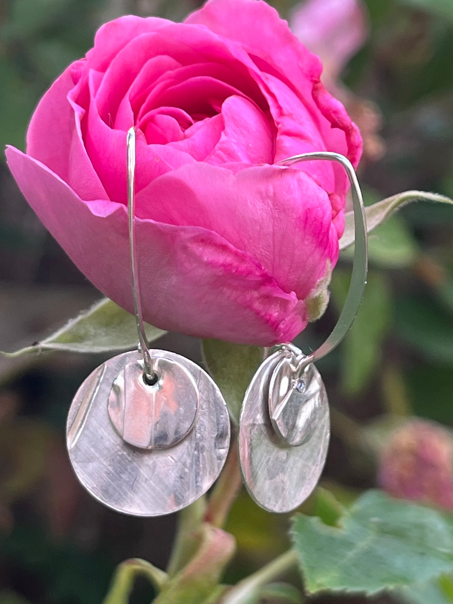 Fold formed silver earrings