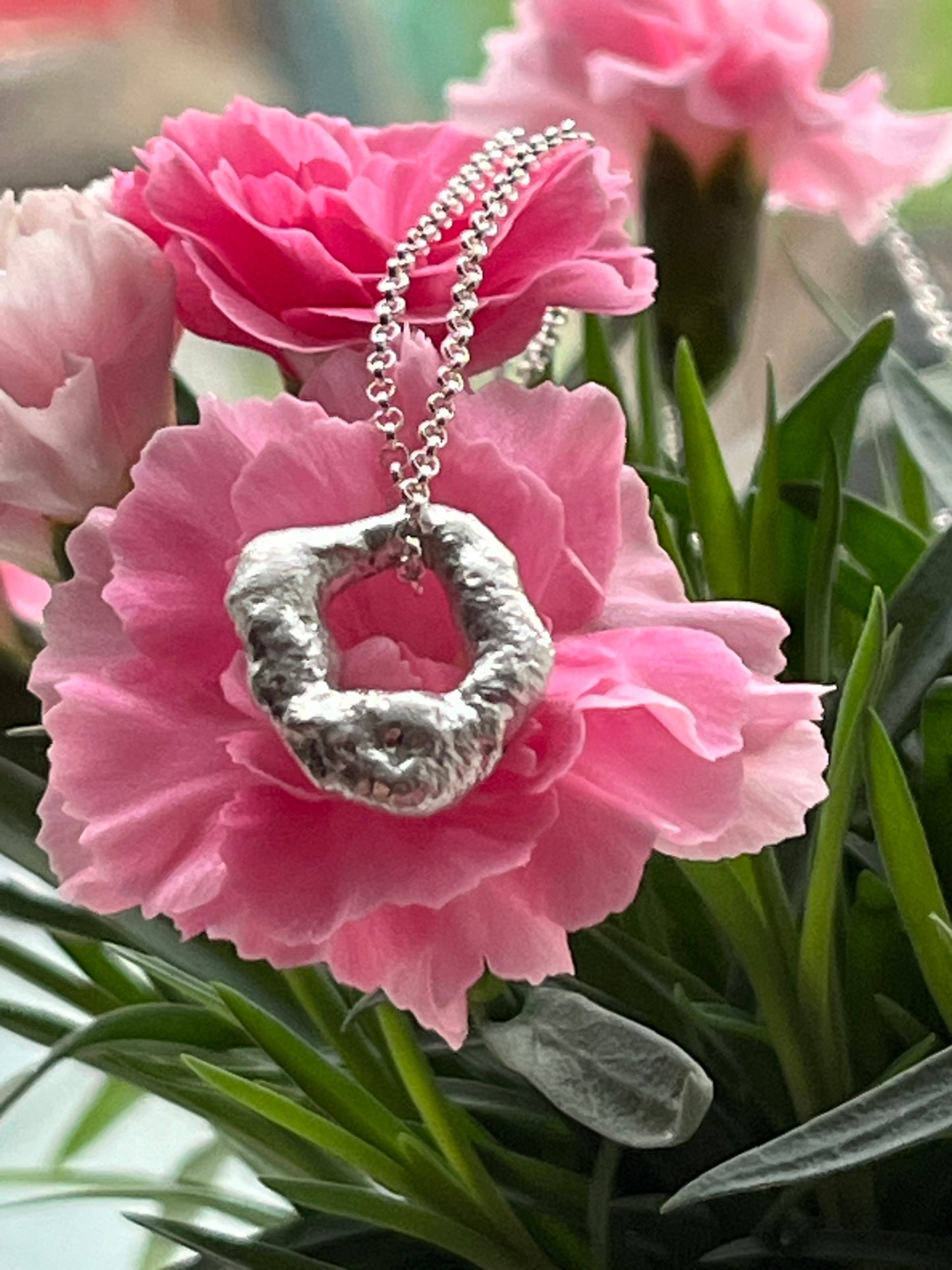 Charcoal cast silver pendant necklace