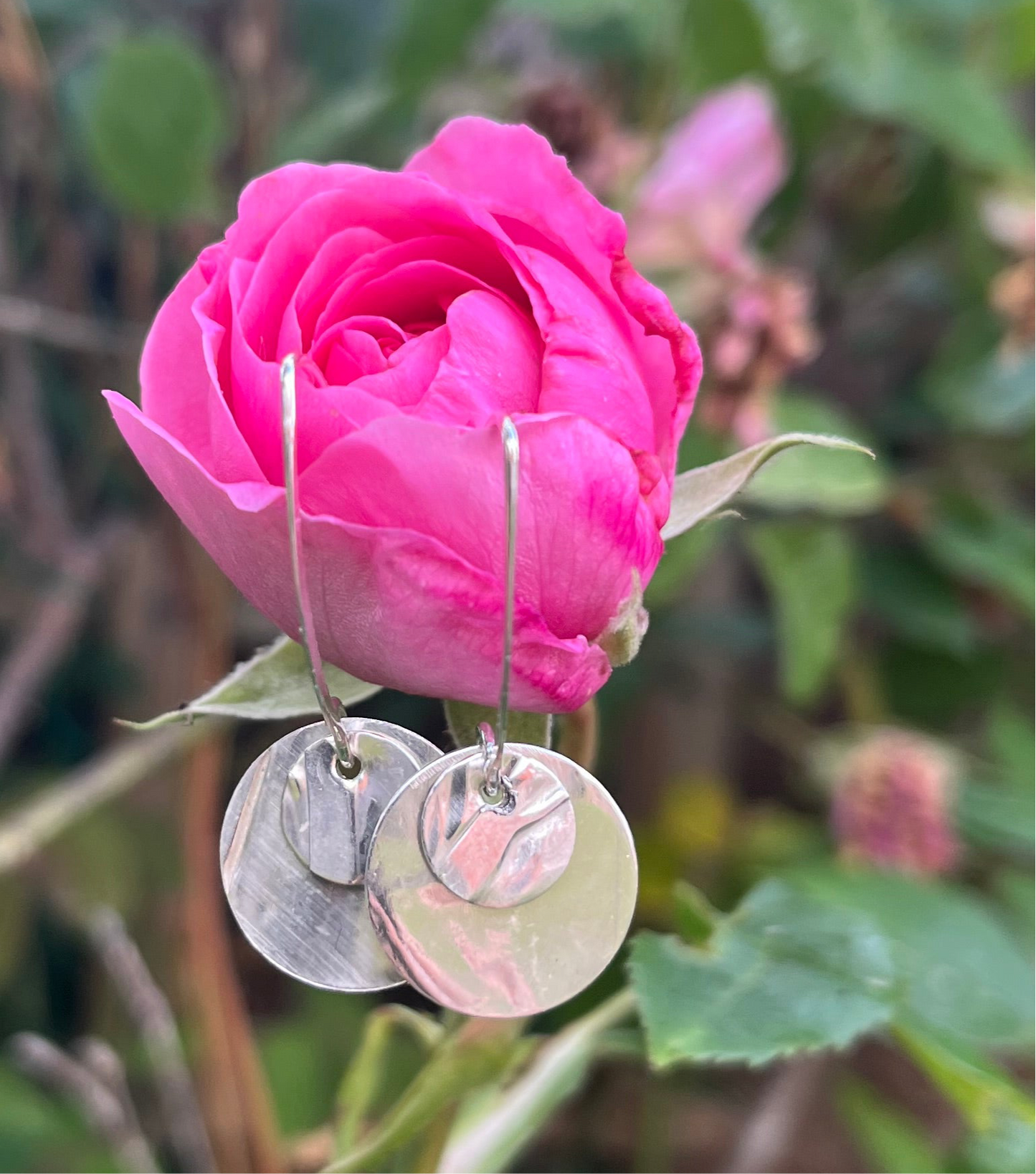 Fold formed silver earrings