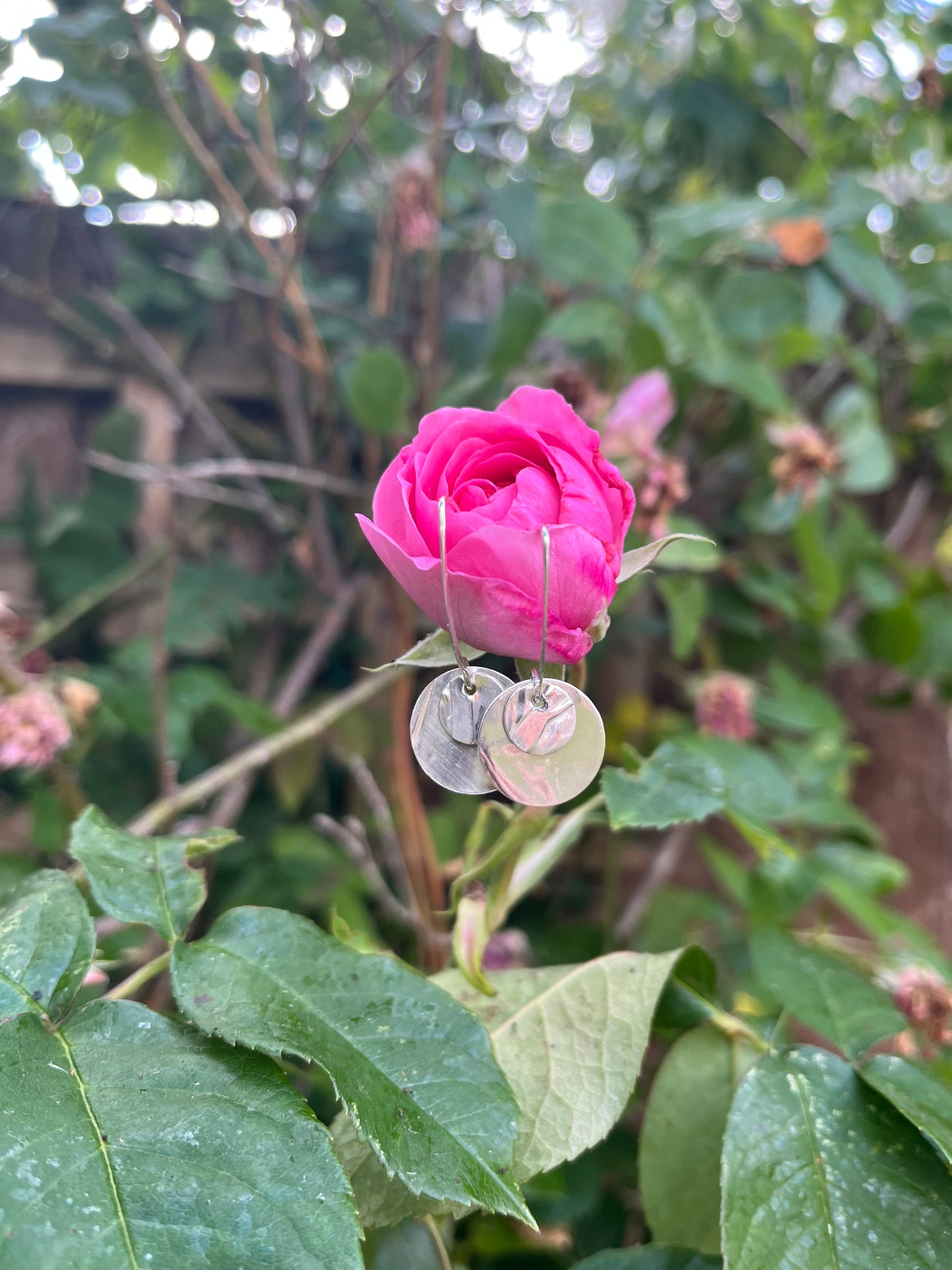Fold formed silver earrings