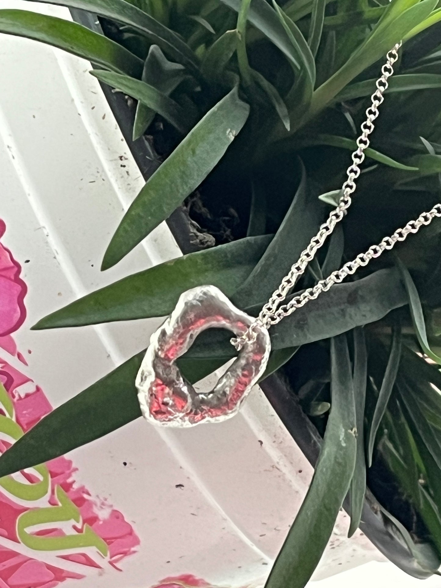 Charcoal cast silver pendant necklace