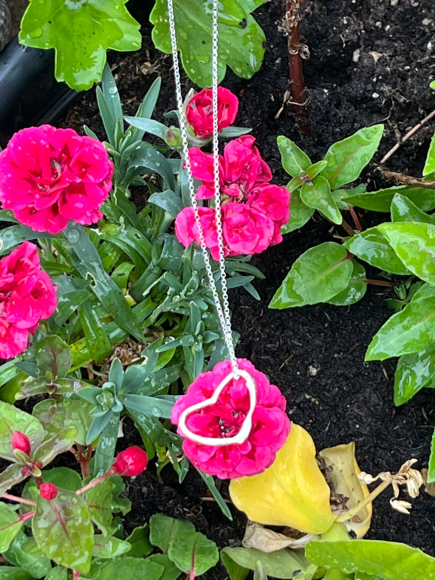 Charcoal cast heart silver pendant necklace