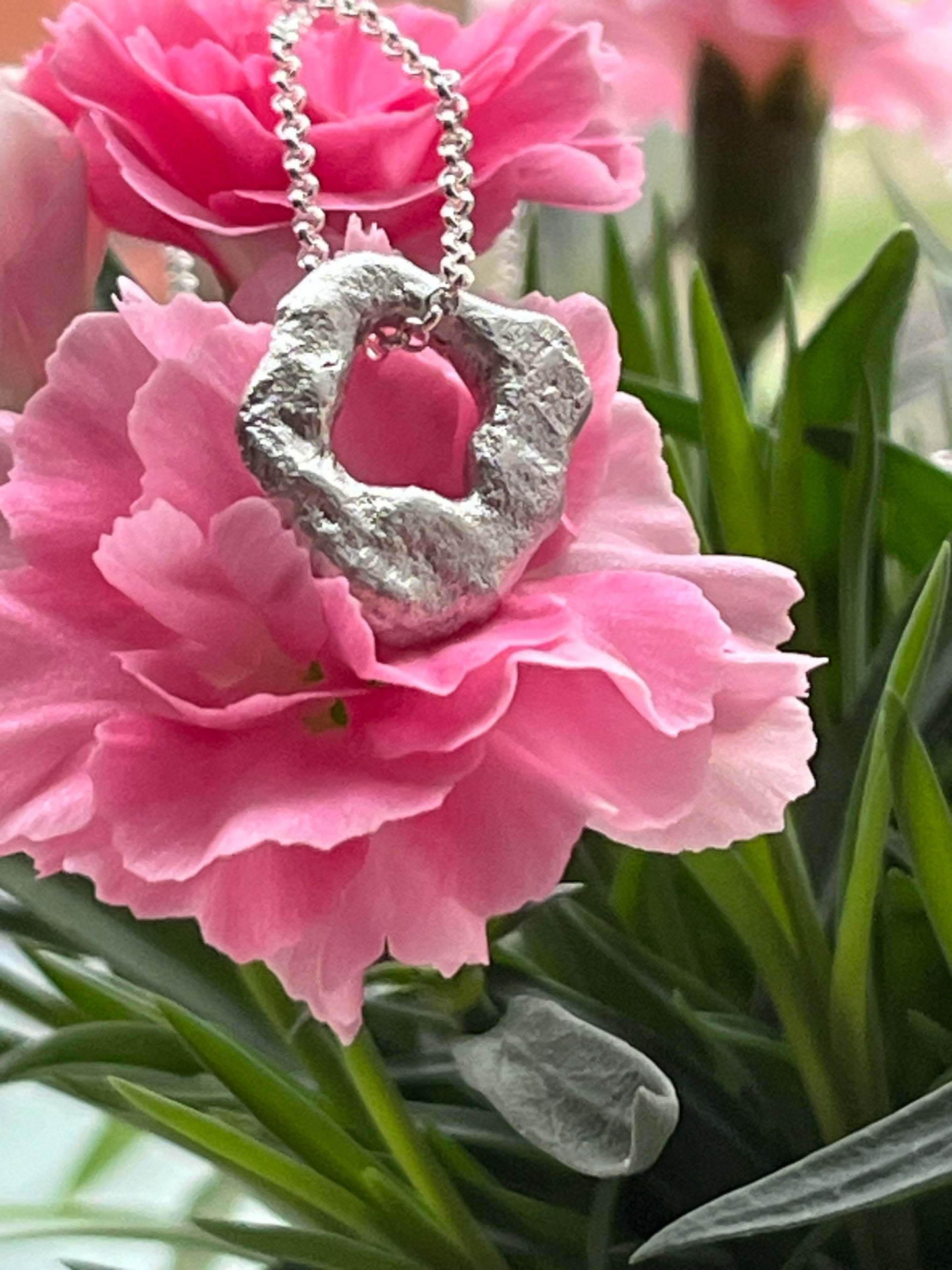 Charcoal cast silver pendant necklace