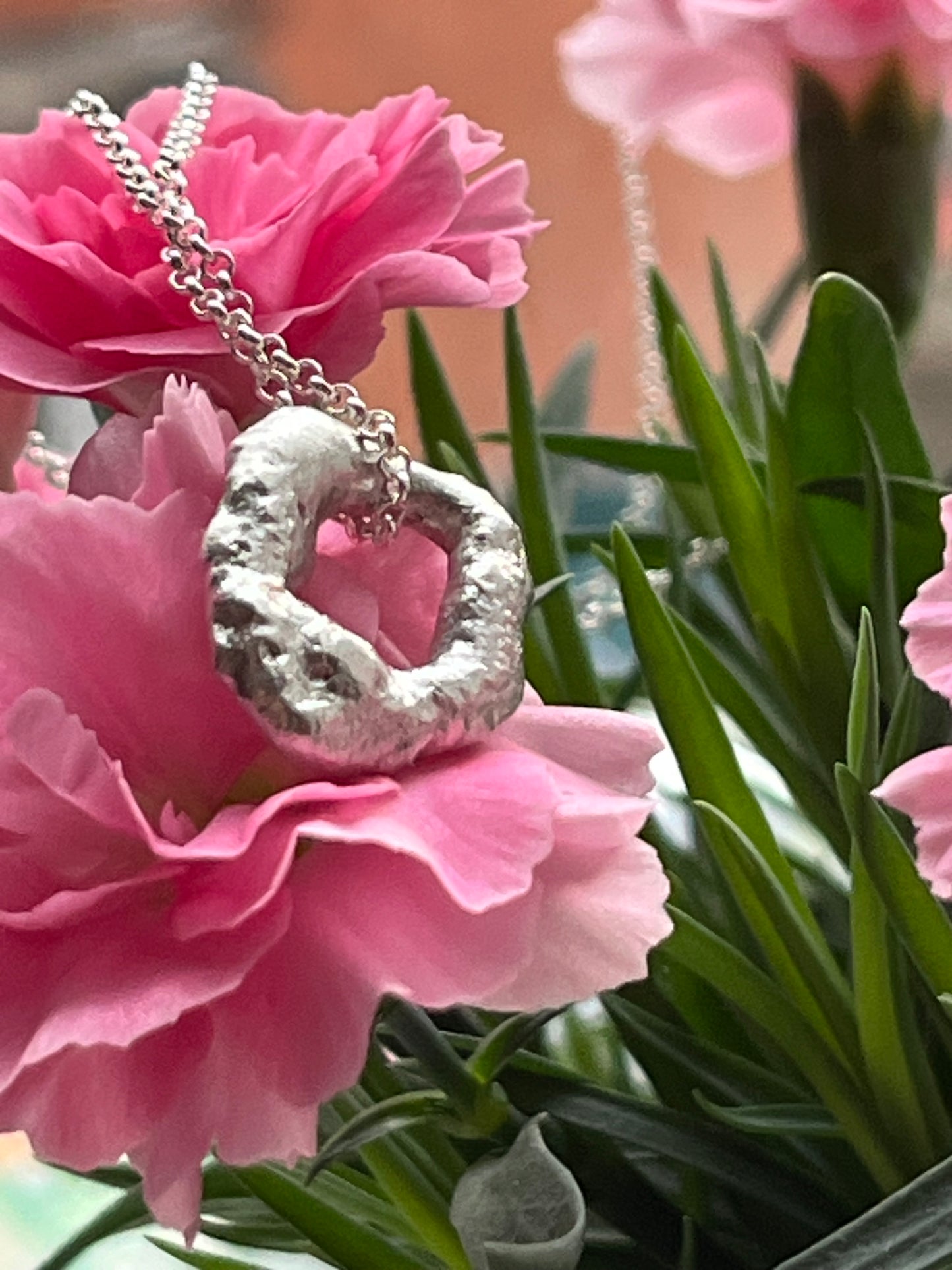 Charcoal cast silver pendant necklace