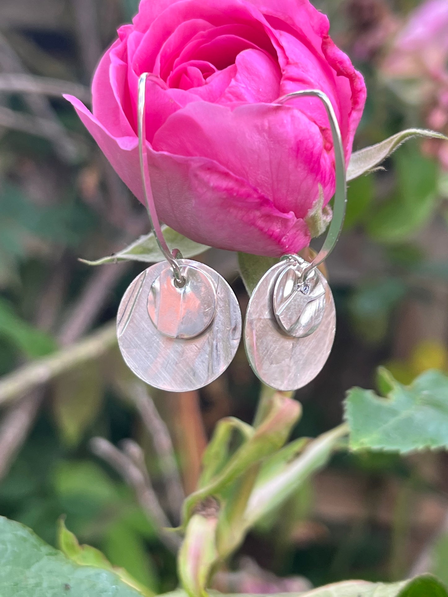 Fold formed silver earrings
