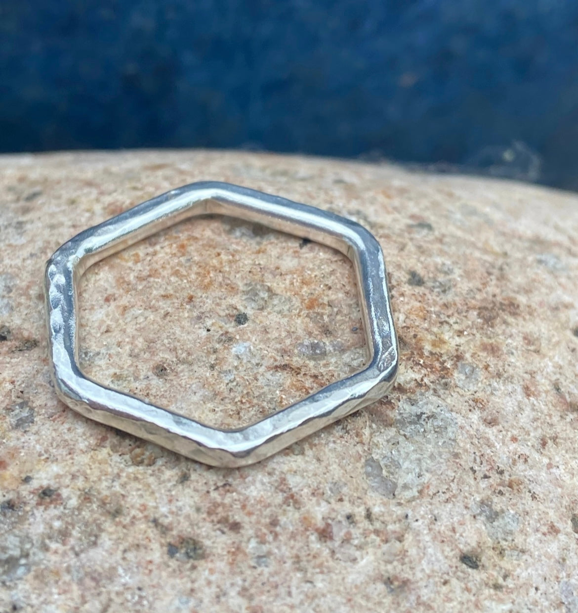 Silver Hexagonal Stacking Ring