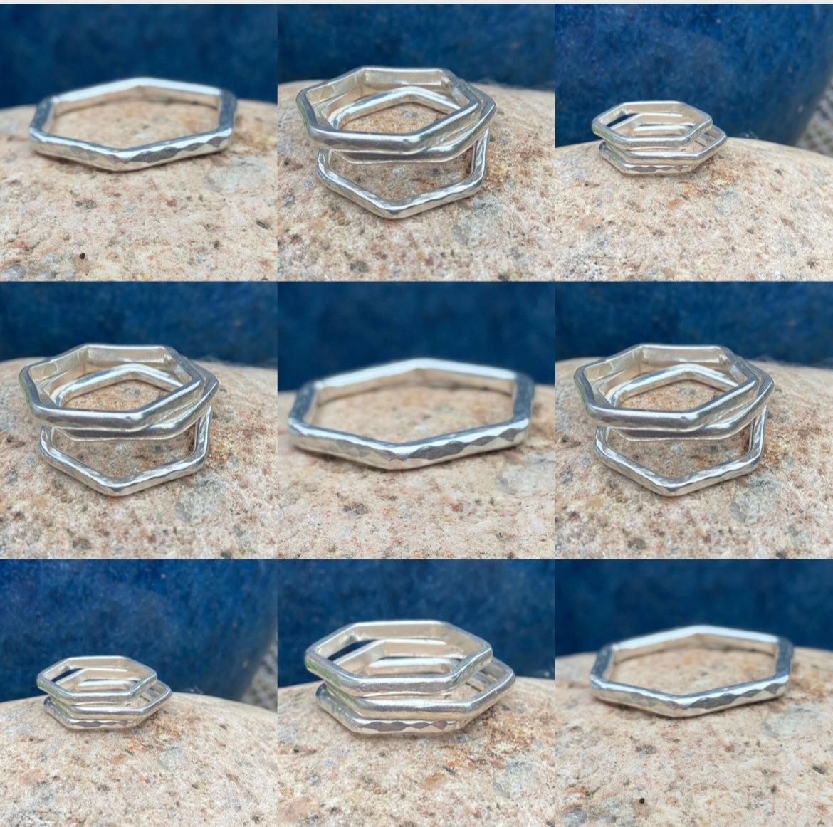 Silver Hexagonal Stacking Ring