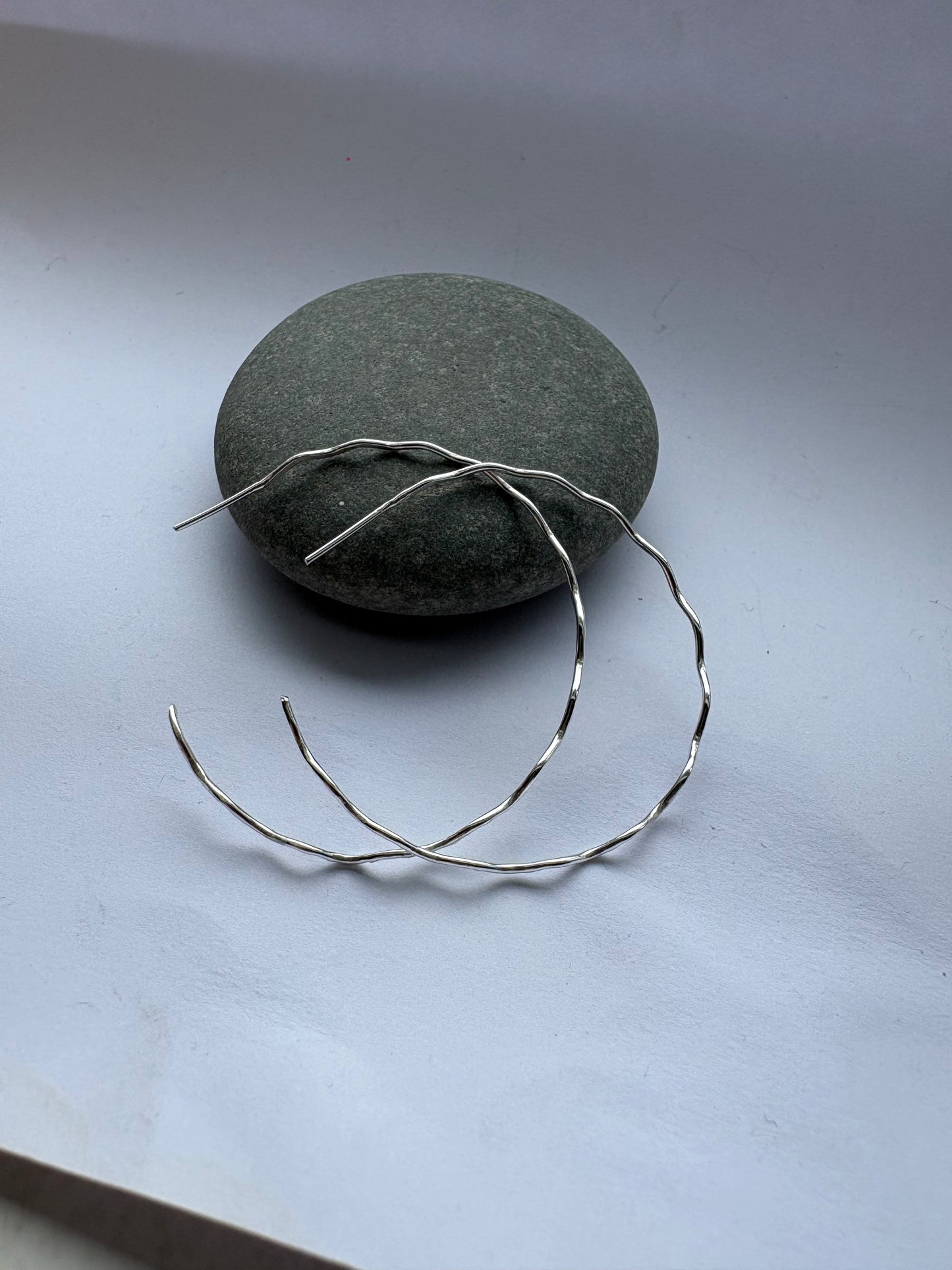 Wavy sterling silver 5.5cm hoops