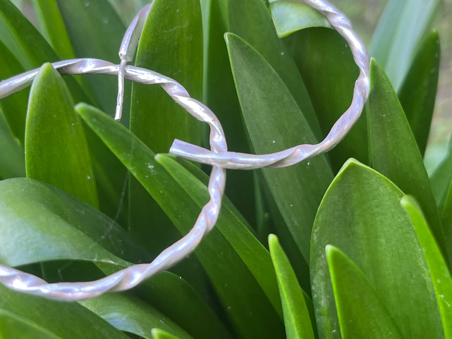 Twisted Silver Hoop Studs
