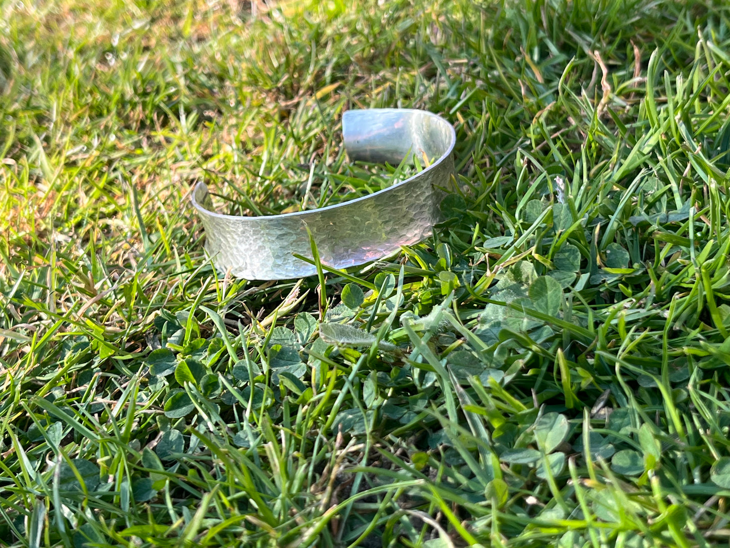 Heavy hammered silver cuff
