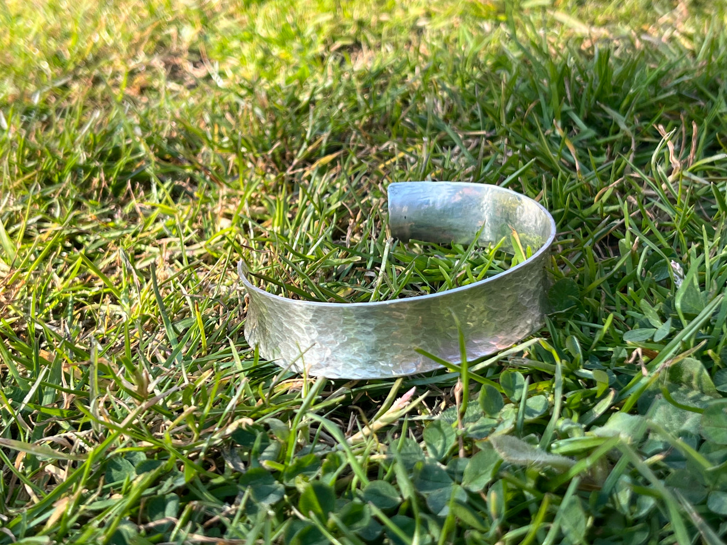 Heavy hammered silver cuff